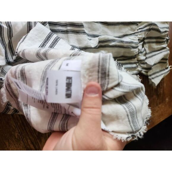 REFORMATION MAGDELENA STRIPPED OPEN BACK RAW HEM Strapless MIDI DRESS SZ Medium - Picture 3 of 4